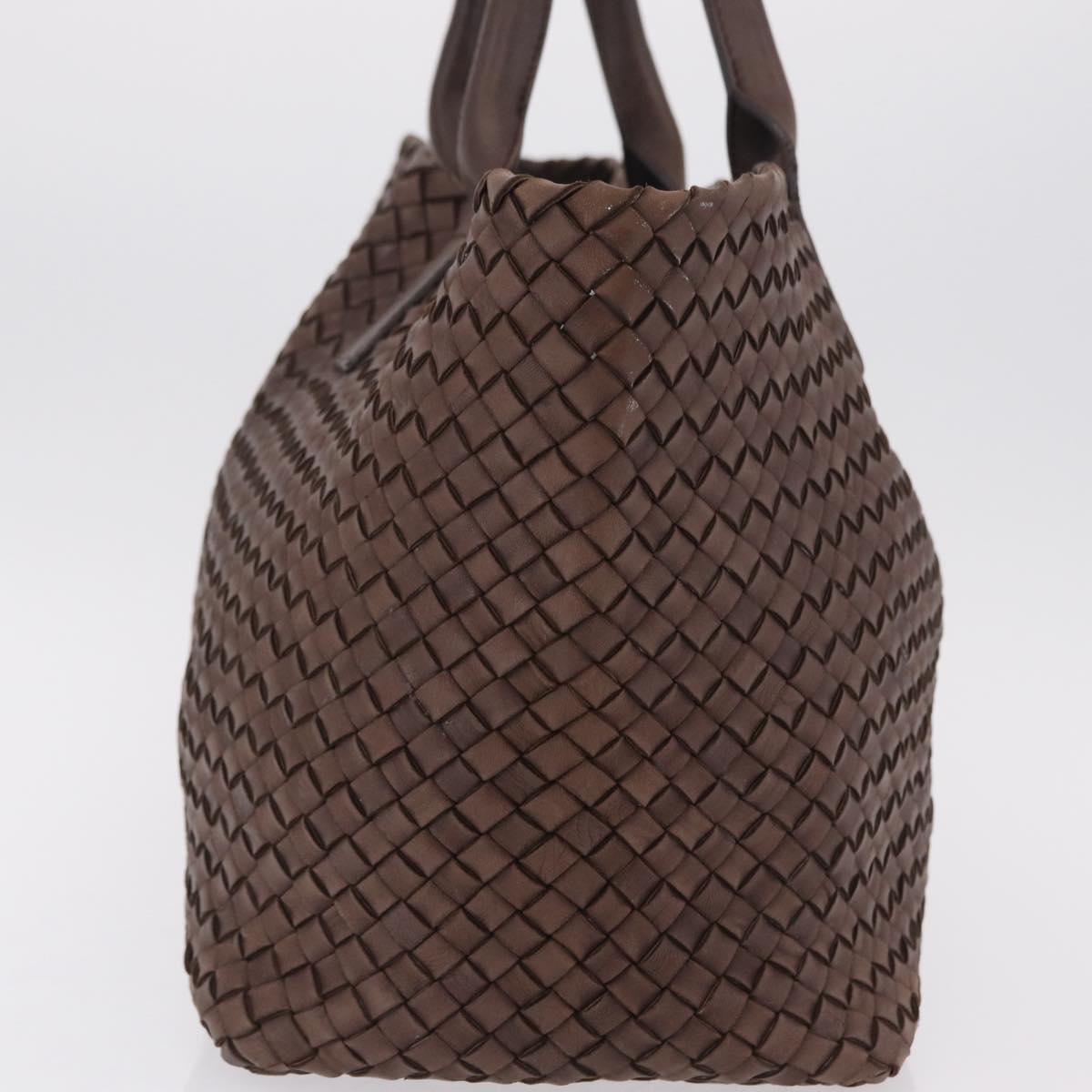 BOTTEGA VENETA INTRECCIATO Cabas MM Tote Bag Leather Brown Auth 205130V