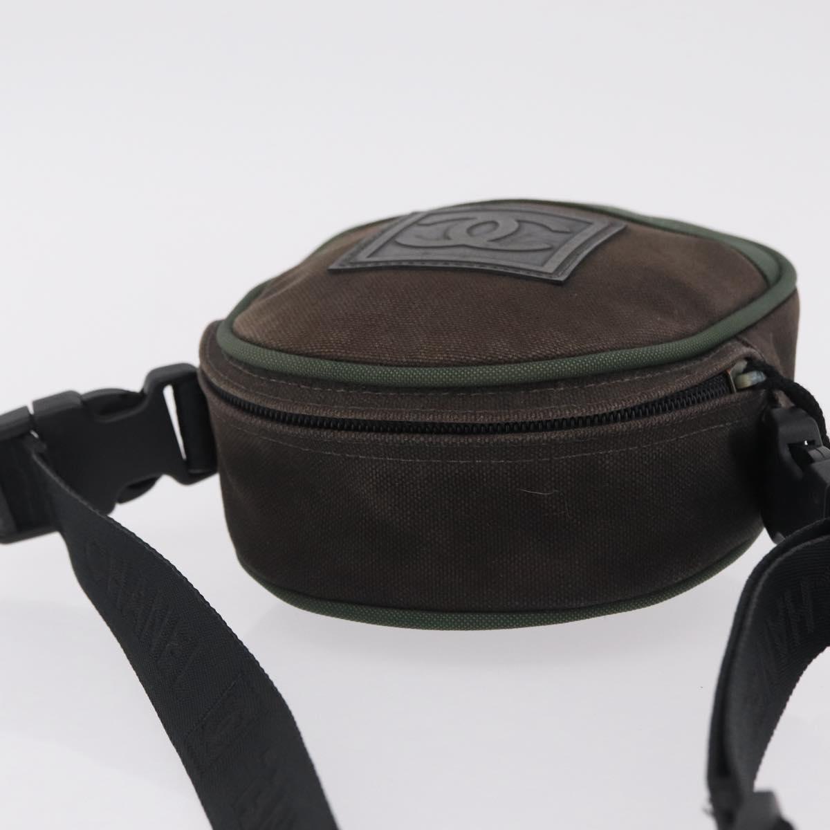 CHANEL Sports Line Shoulder Bag Canvas Khaki CC Auth 205131A