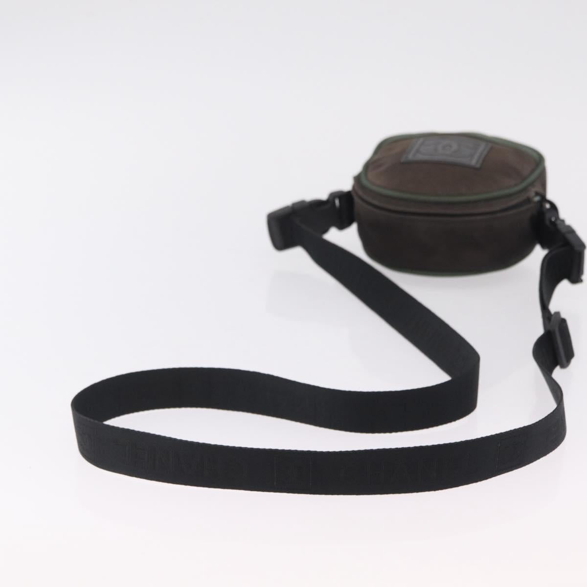 CHANEL Sports Line Shoulder Bag Canvas Khaki CC Auth 205131A