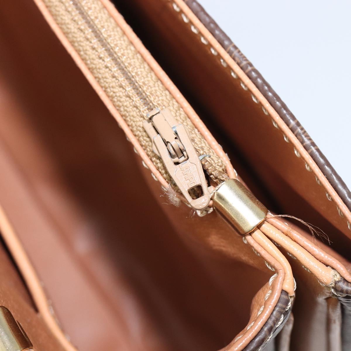CELINE Macadam Canvas Shoulder Bag PVC Leather Brown Gold Auth 205135V