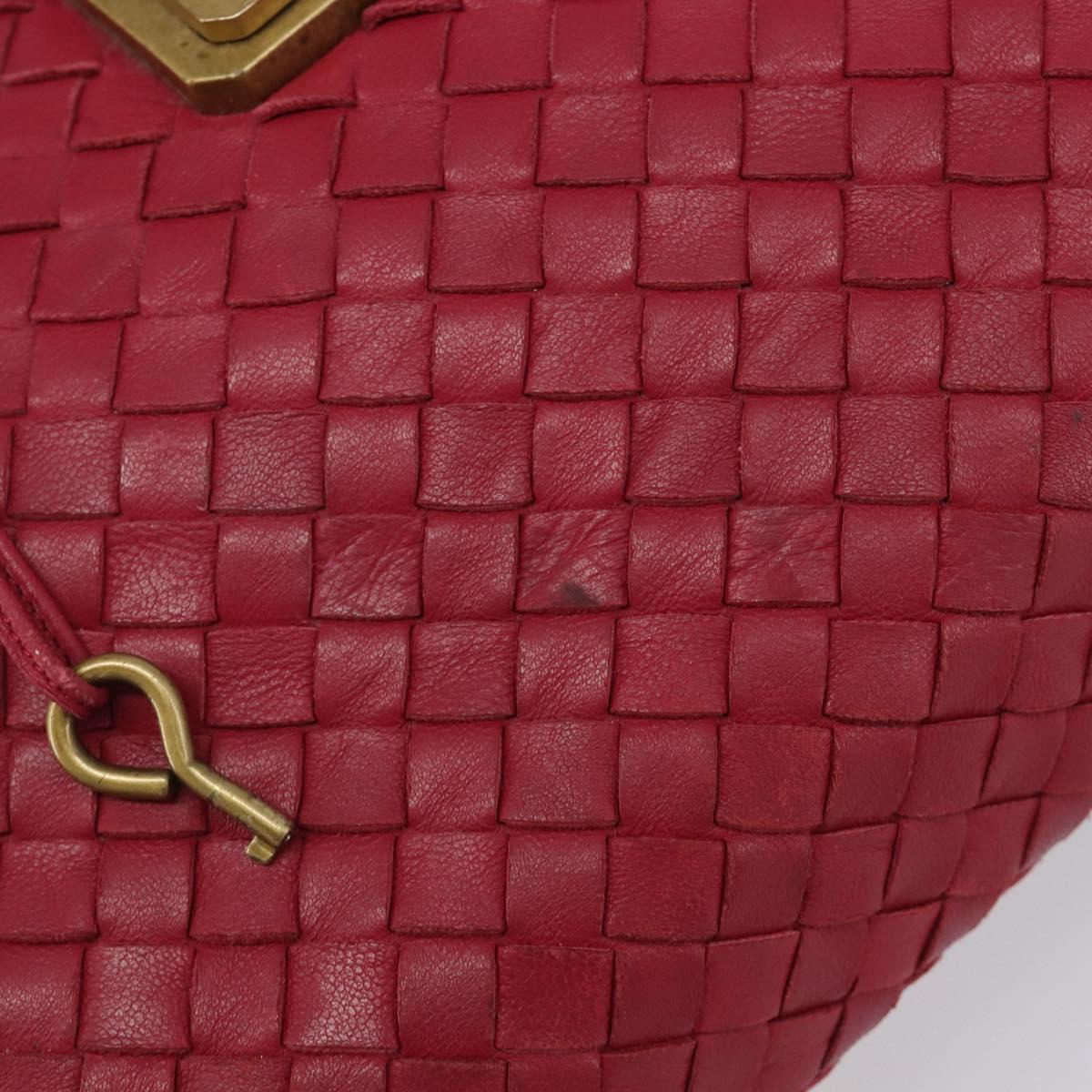 BOTTEGA VENETA INTRECCIATO Hand Bag Leather Pink Gold Auth 205138