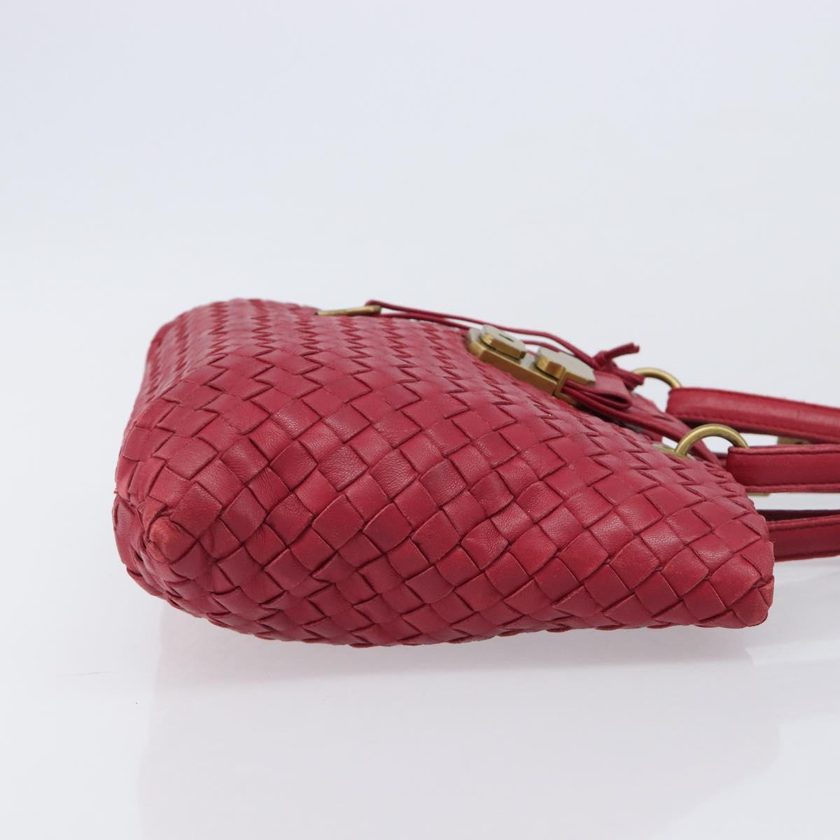 BOTTEGA VENETA INTRECCIATO Hand Bag Leather Pink Gold Auth 205138