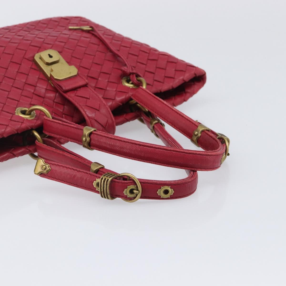 BOTTEGA VENETA INTRECCIATO Hand Bag Leather Pink Gold Auth 205138