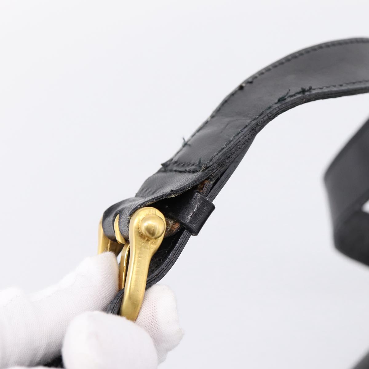 CELINE Shoulder Bag Leather Black Gold Auth 205144