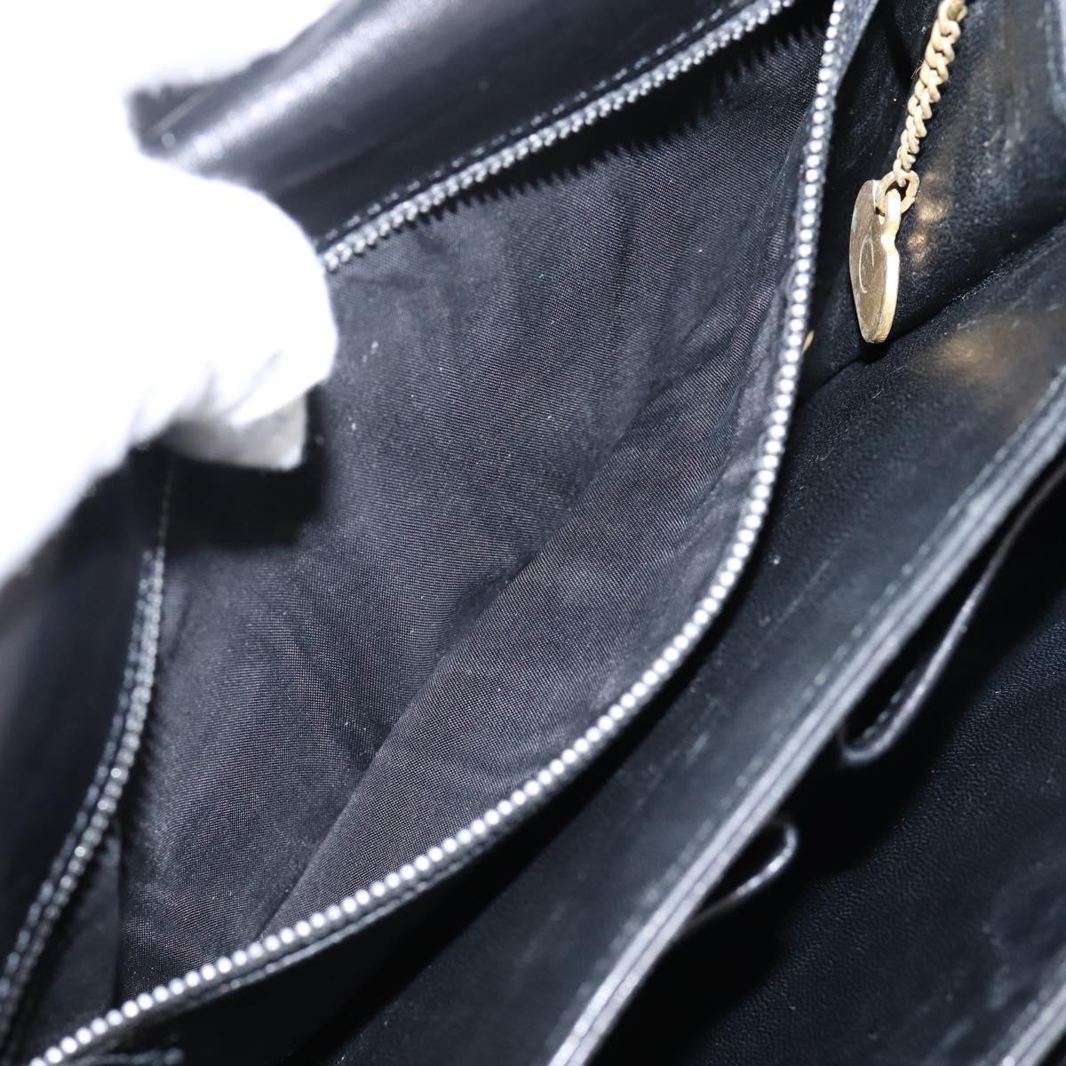 CELINE Shoulder Bag Leather Black Gold Auth 205144