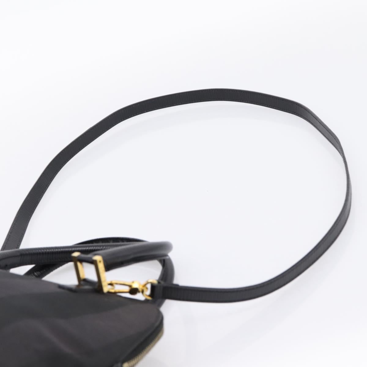 FENDI Pecan Canvas Hand Bag 2way Black Gold Auth 205145