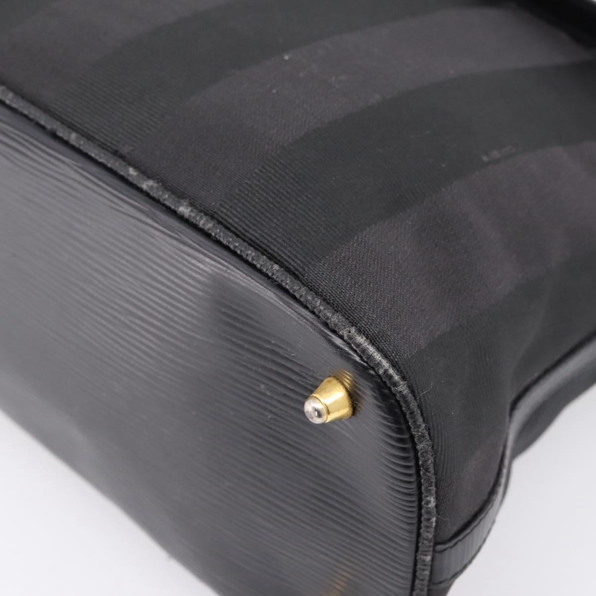 FENDI Pecan Canvas Hand Bag 2way Black Gold Auth 205145