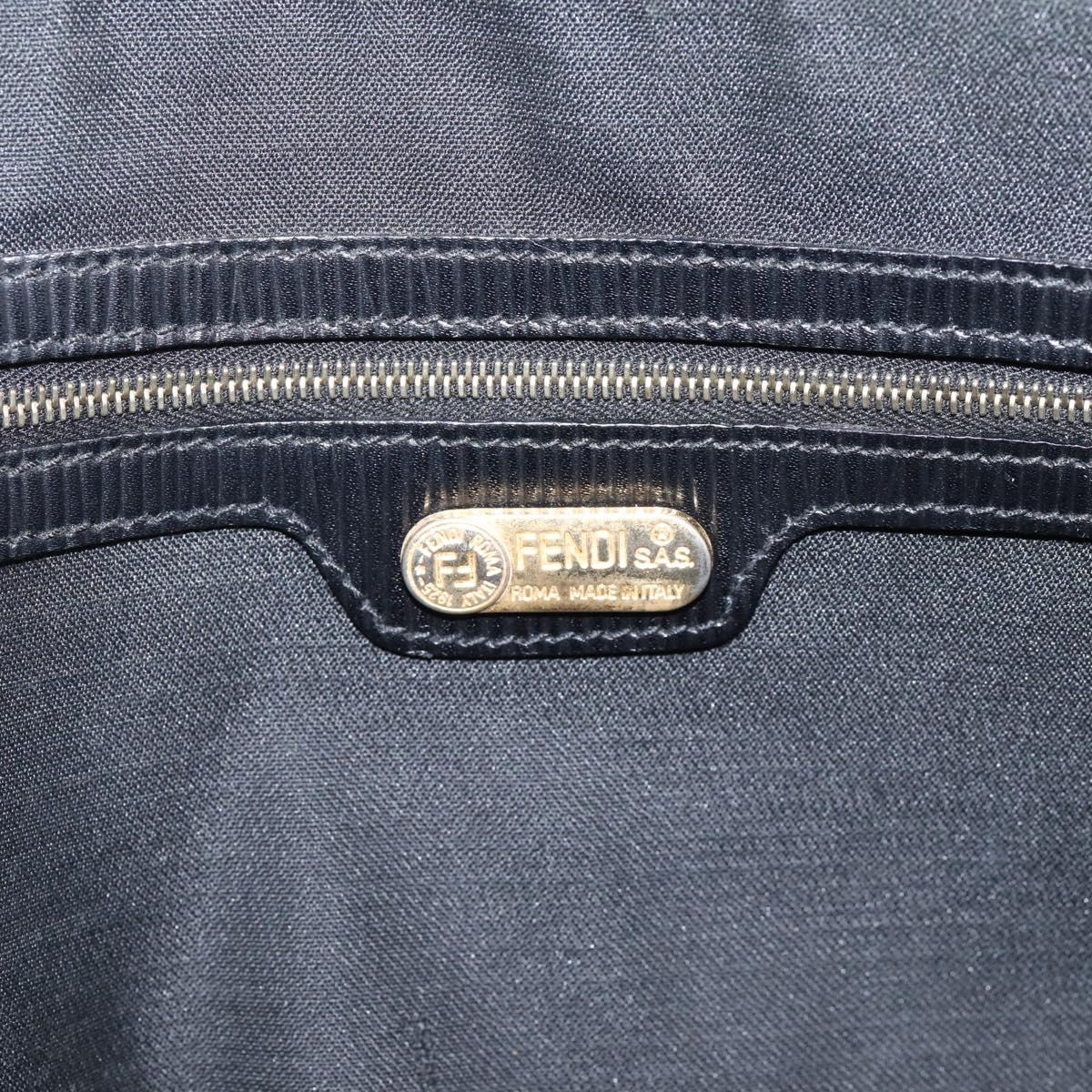FENDI Pecan Canvas Hand Bag 2way Black Gold Auth 205145