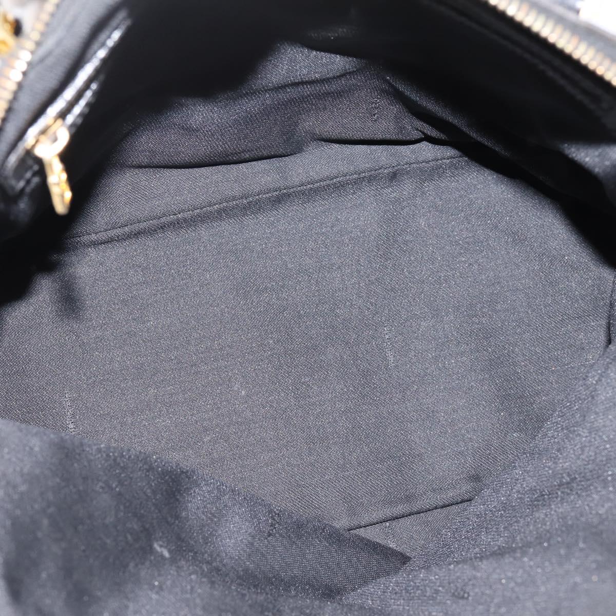 FENDI Pecan Canvas Hand Bag 2way Black Gold Auth 205145