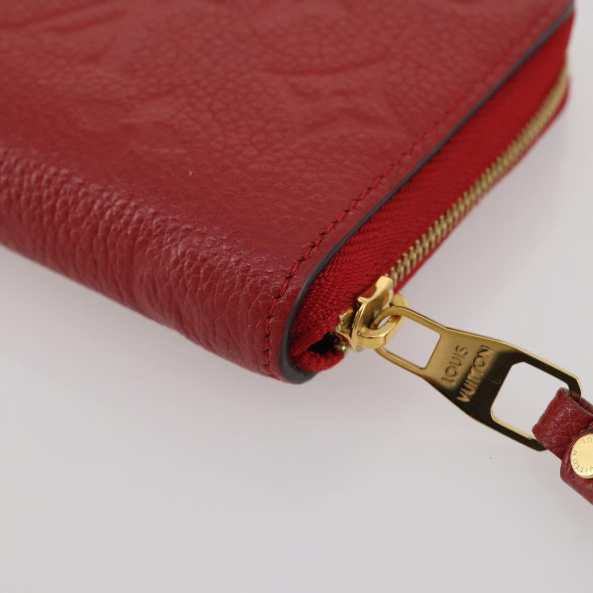 LOUIS VUITTON Monogram Empreinte Zippy Coin Purse Wallet Red M63696 Auth 205146M