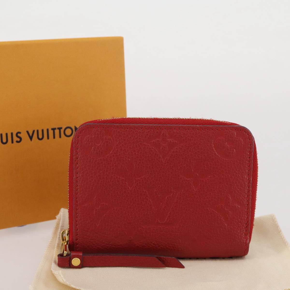 LOUIS VUITTON Monogram Empreinte Zippy Coin Purse Wallet Red M63696 Auth 205146M