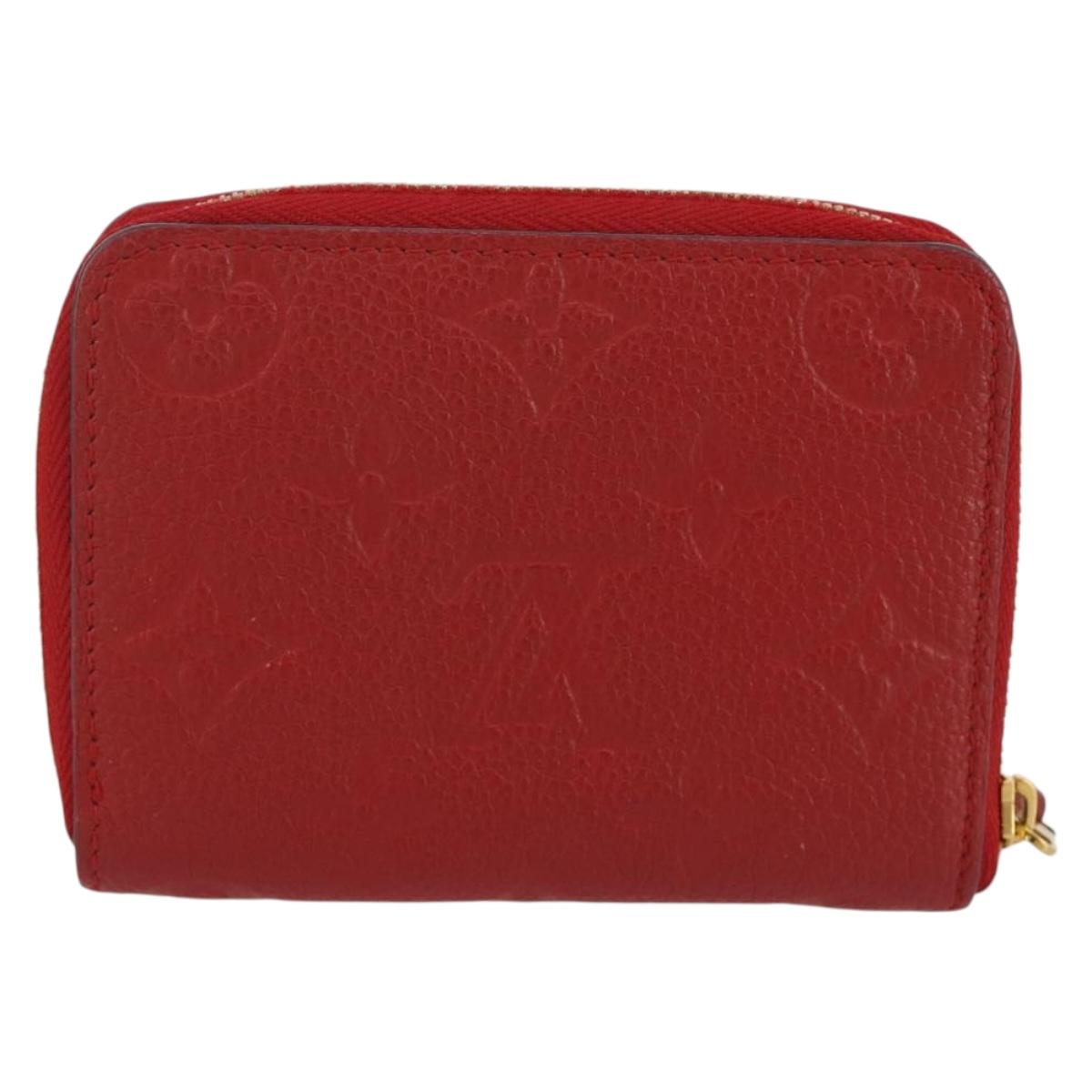 LOUIS VUITTON Monogram Empreinte Zippy Coin Purse Wallet Red M63696 Auth 205146M
