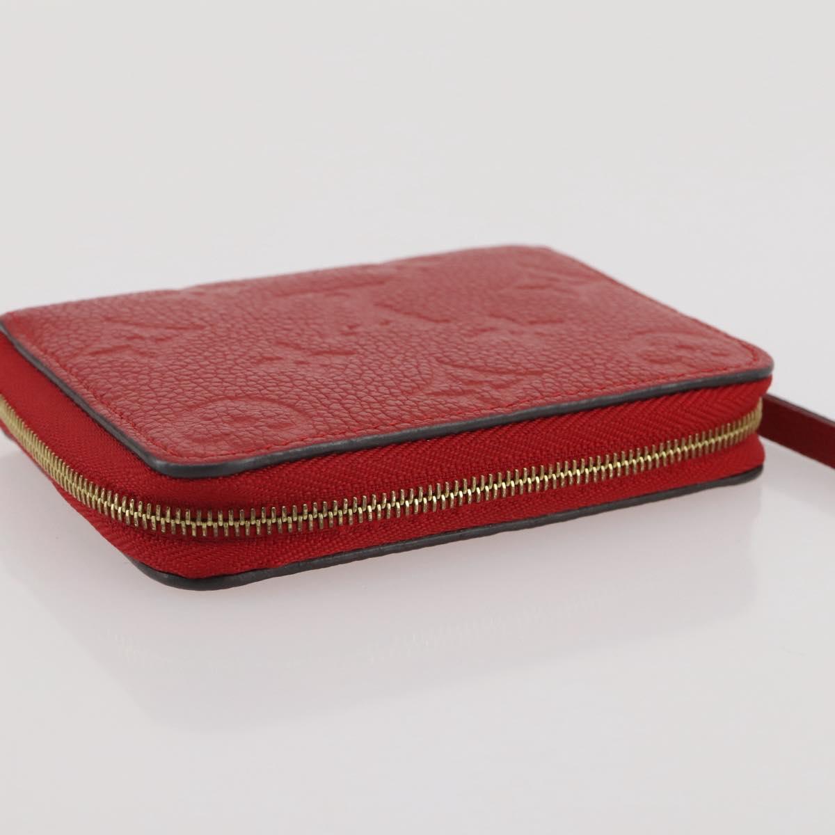 LOUIS VUITTON Monogram Empreinte Zippy Coin Purse Wallet Red M63696 Auth 205146M