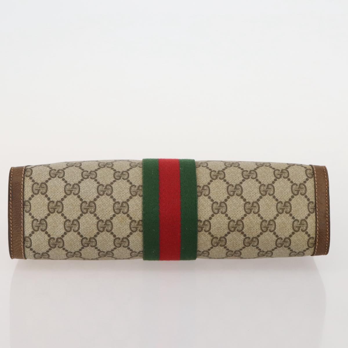 GUCCI GG Supreme Web Sherry Line Bag PVC Beige Gold 37 014 3087 Auth 205150A