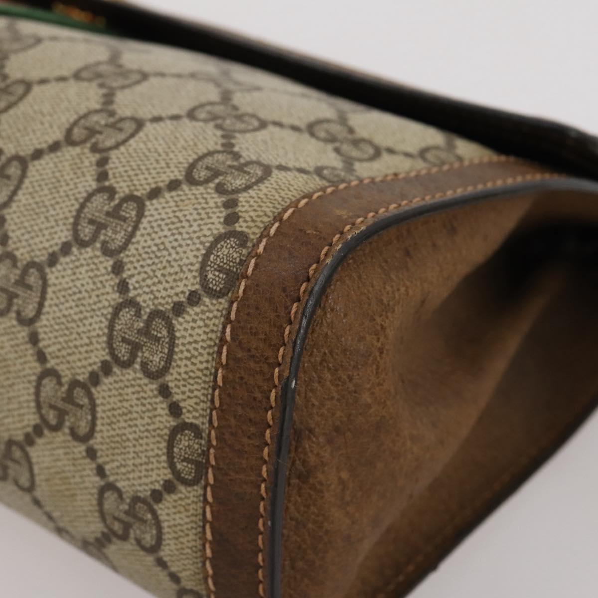GUCCI GG Supreme Web Sherry Line Bag PVC Beige Gold 37 014 3087 Auth 205150A