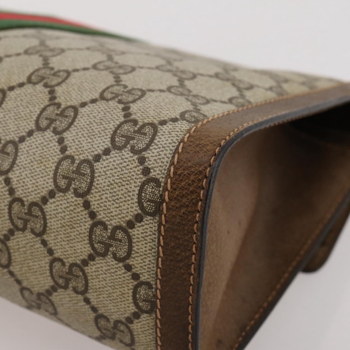 GUCCI GG Supreme Web Sherry Line Bag PVC Beige Gold 37 014 3087 Auth 205150A