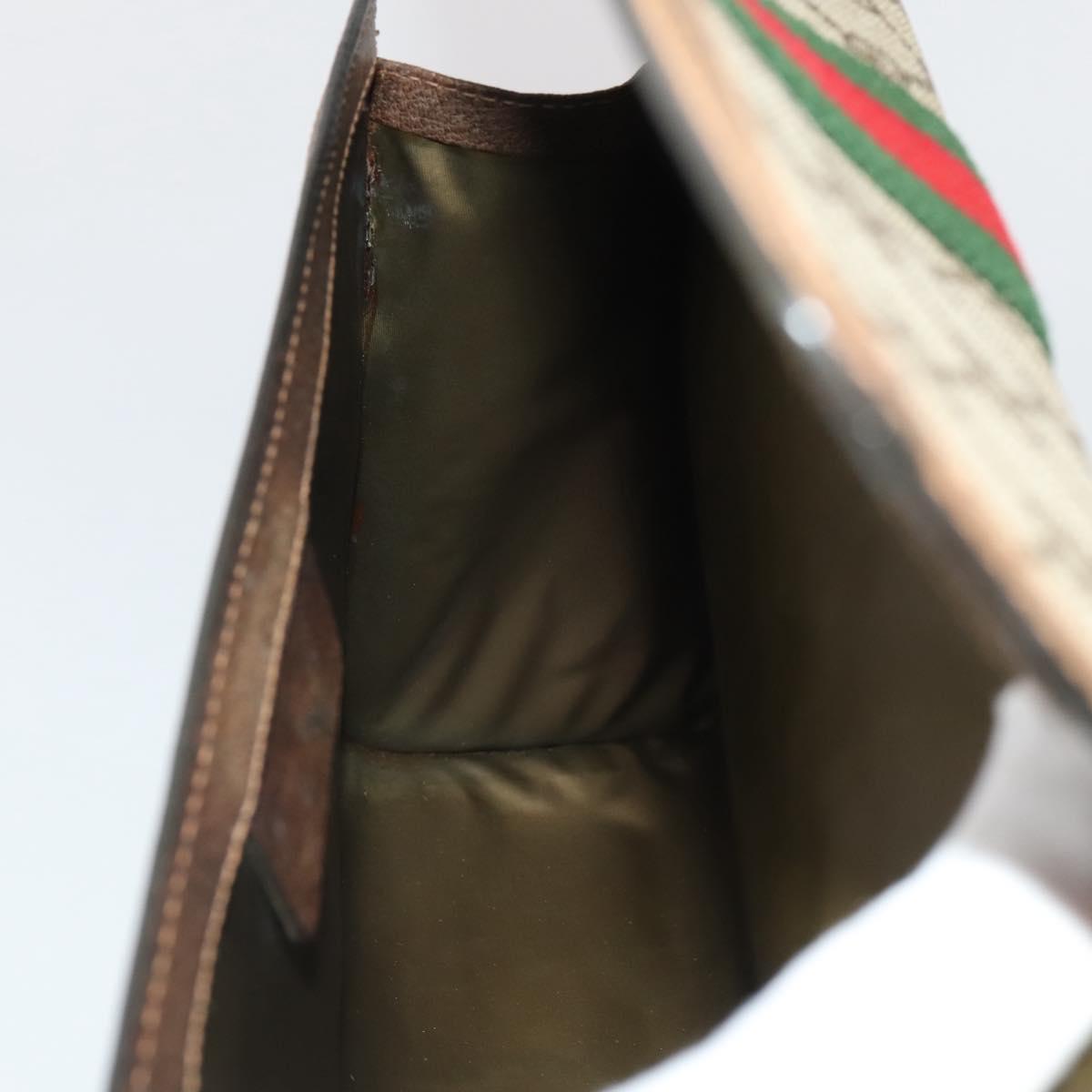 GUCCI GG Supreme Web Sherry Line Bag PVC Beige Gold 37 014 3087 Auth 205150A