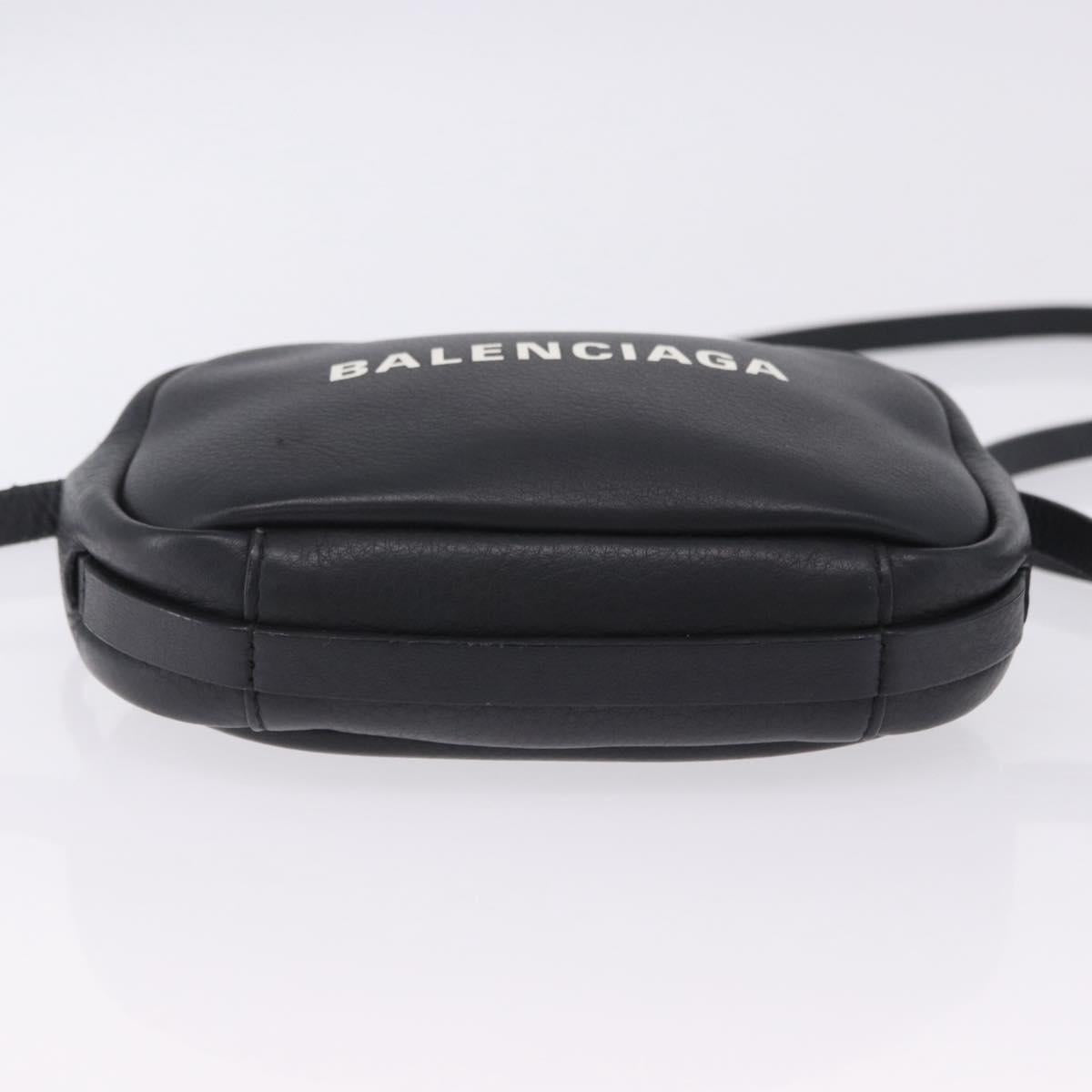 BALENCIAGA Everyday Camera Bag XS Leather Black Silver 489809 Auth 205151V