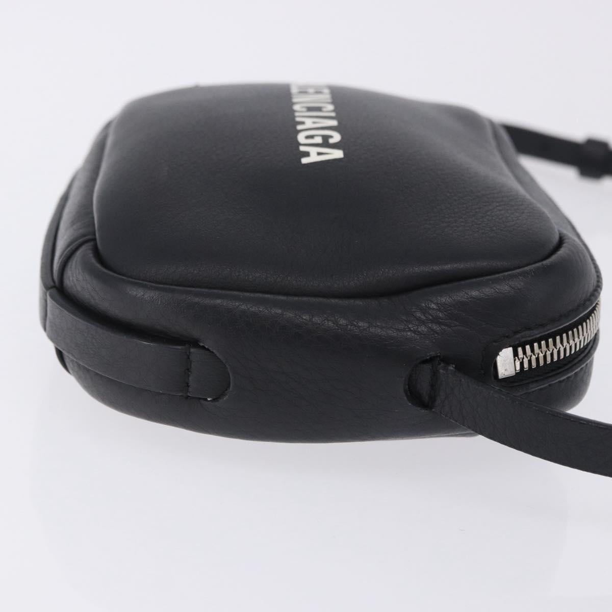 BALENCIAGA Everyday Camera Bag XS Leather Black Silver 489809 Auth 205151V