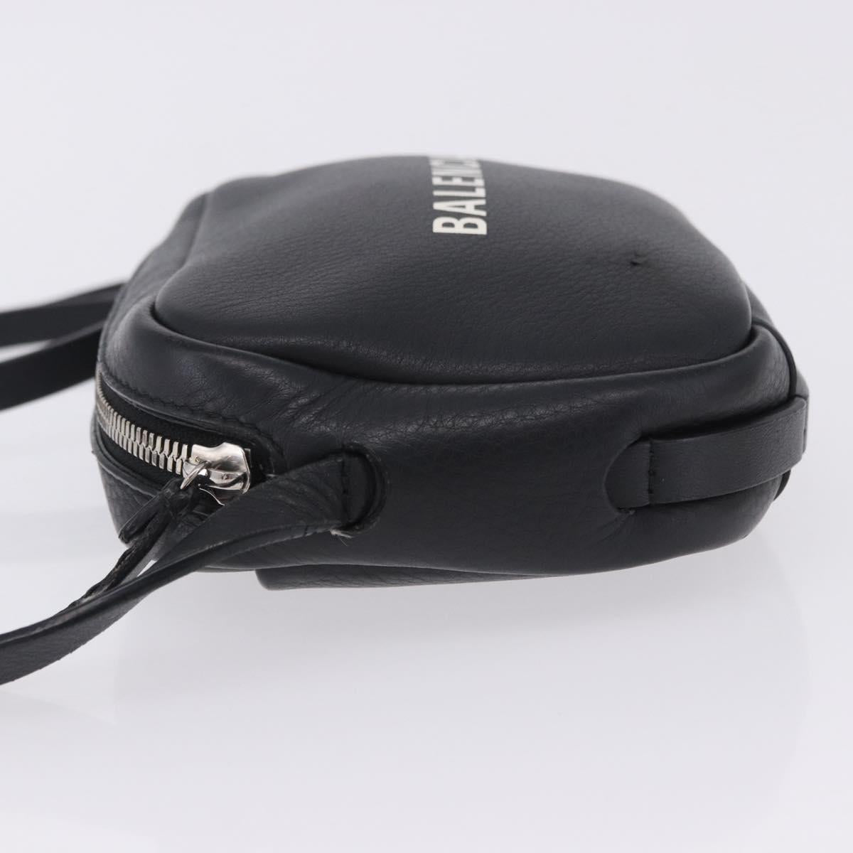 BALENCIAGA Everyday Camera Bag XS Leather Black Silver 489809 Auth 205151V