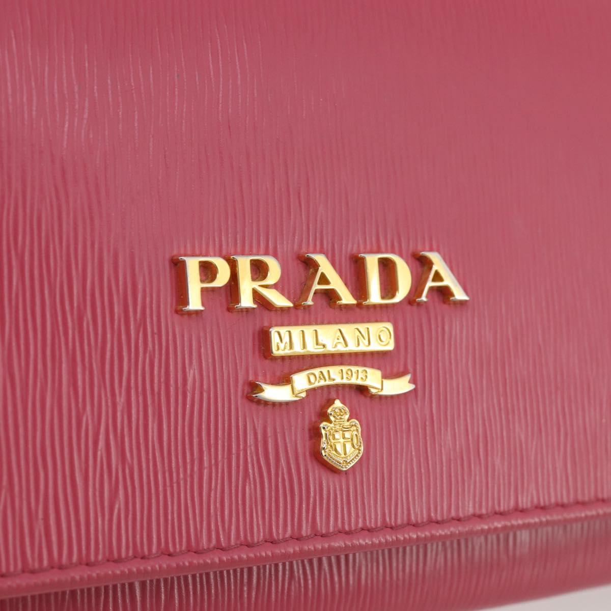 PRADA Chain Wallet Safiano Leather Pink Gold Auth 205152A