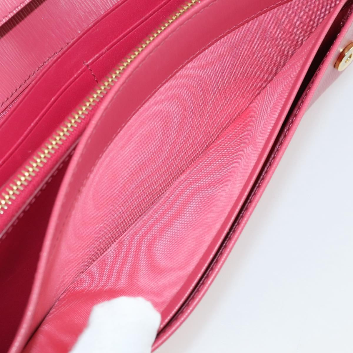 PRADA Chain Wallet Safiano Leather Pink Gold Auth 205152A