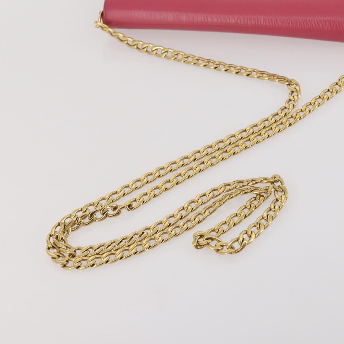 PRADA Chain Wallet Safiano Leather Pink Gold Auth 205152A
