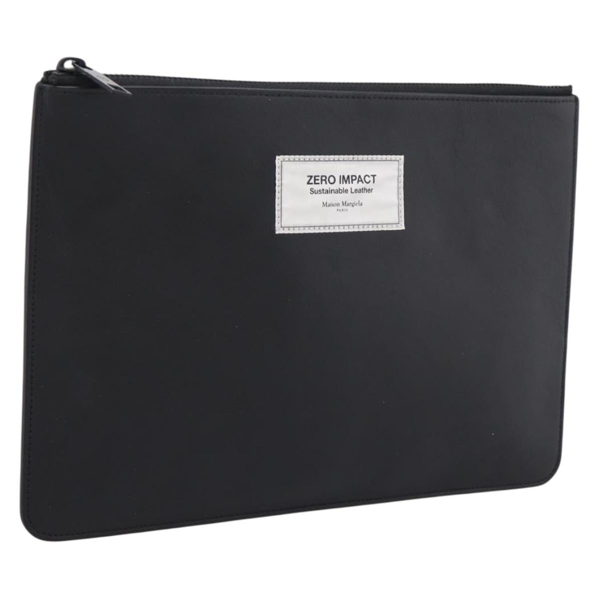 Maison Margiela Clutch Bag Leather Black Auth 205155A