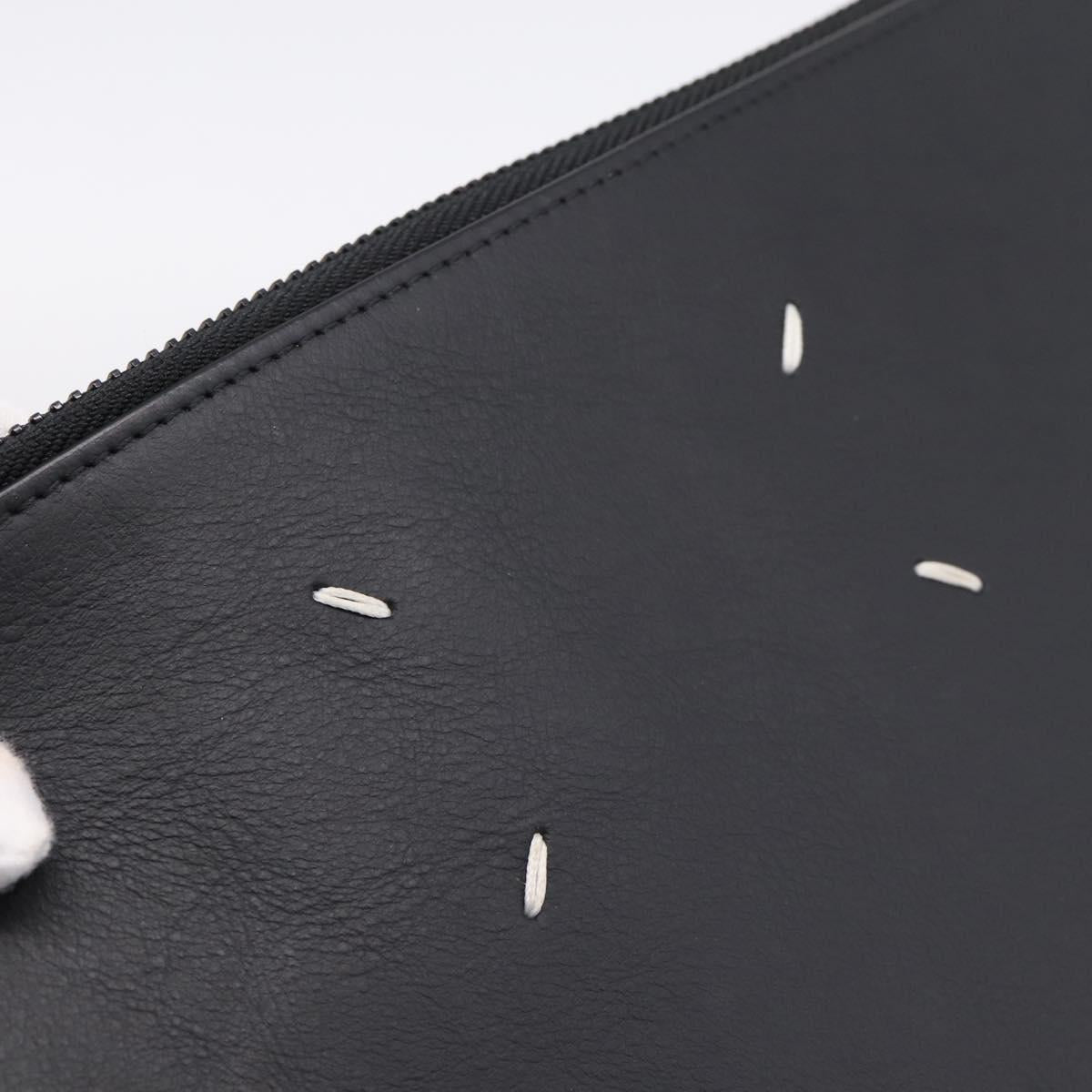 Maison Margiela Clutch Bag Leather Black Auth 205155A