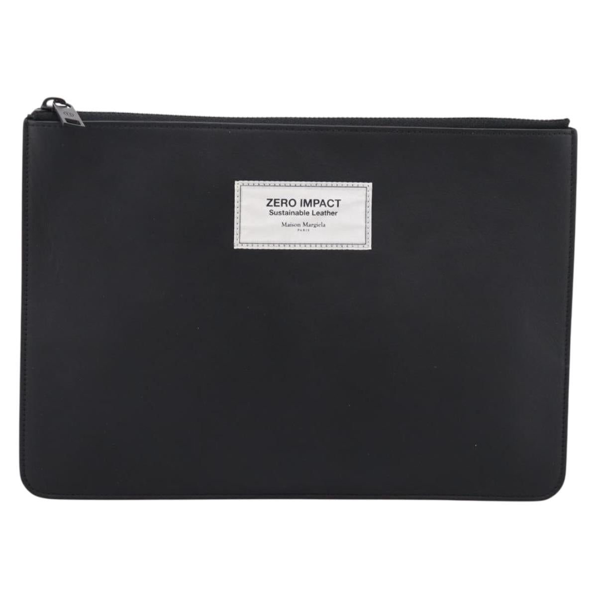 Maison Margiela Clutch Bag Leather Black Auth 205155A