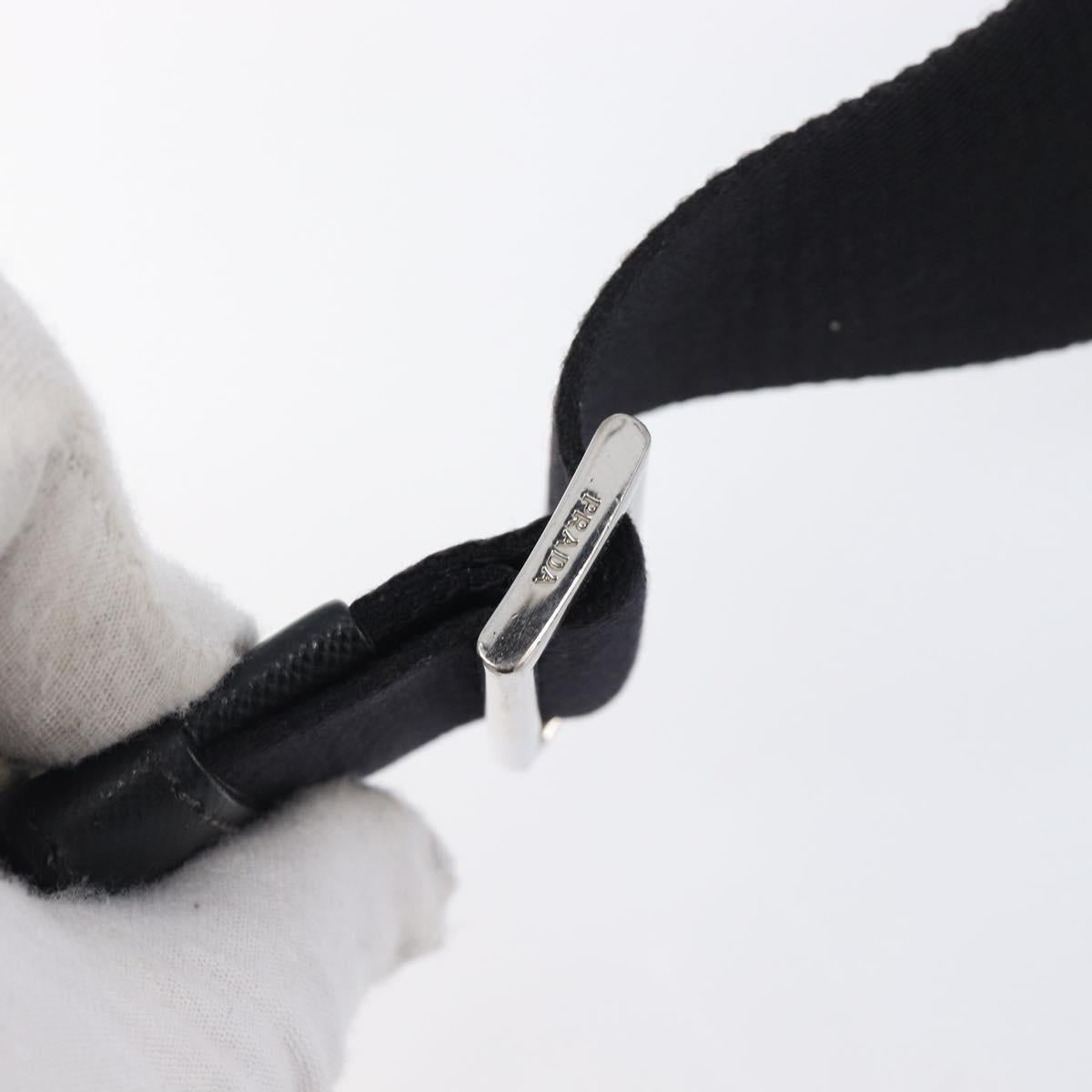 PRADA Shoulder Bag Nylon Black Silver Auth 205158