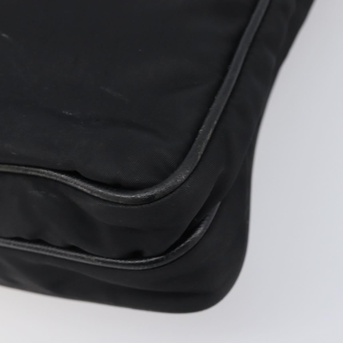 PRADA Shoulder Bag Nylon Black Silver Auth 205158
