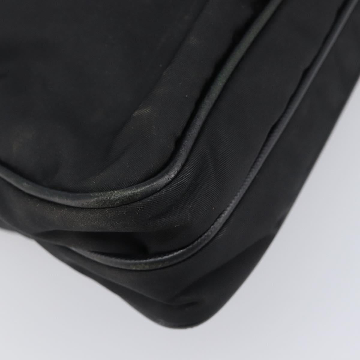PRADA Shoulder Bag Nylon Black Silver Auth 205158