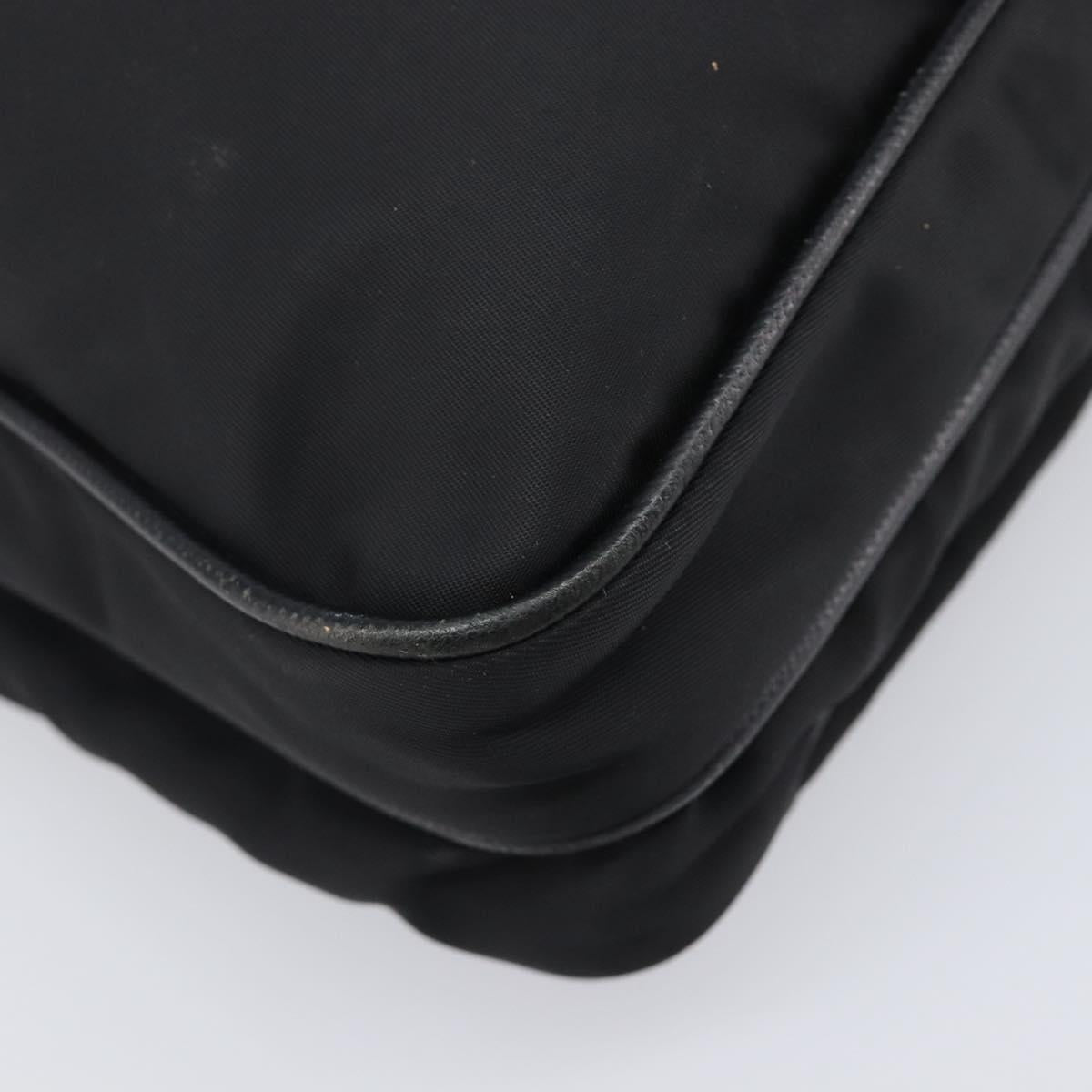 PRADA Shoulder Bag Nylon Black Silver Auth 205158
