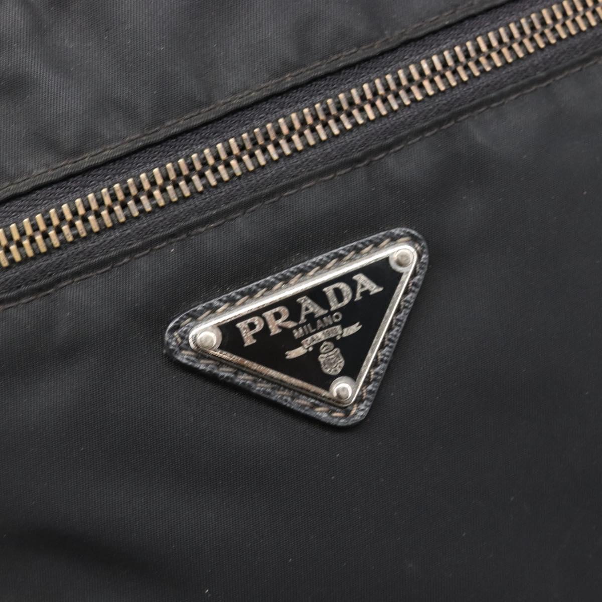 PRADA Shoulder Bag Nylon Black Silver Auth 205158