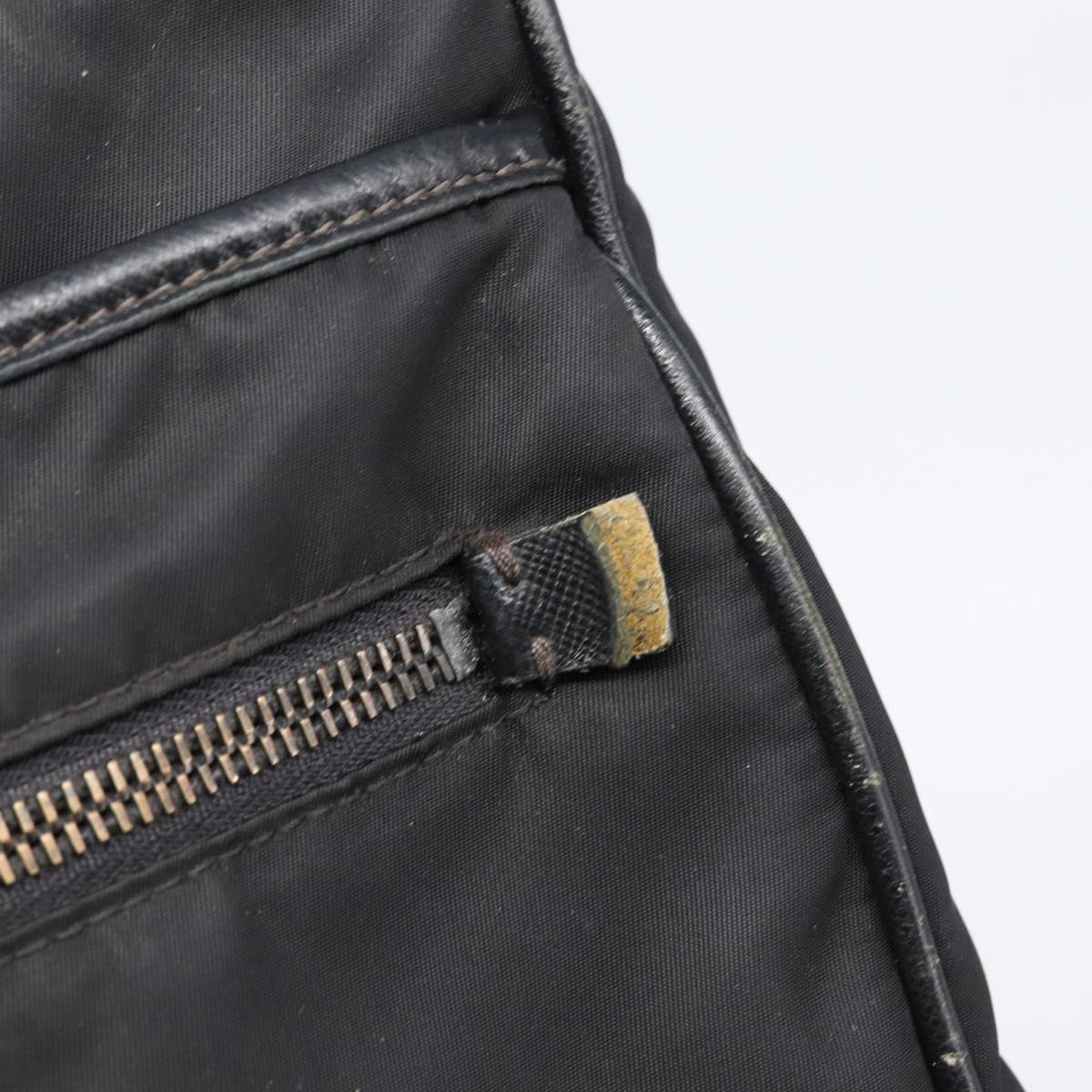 PRADA Shoulder Bag Nylon Black Silver Auth 205158