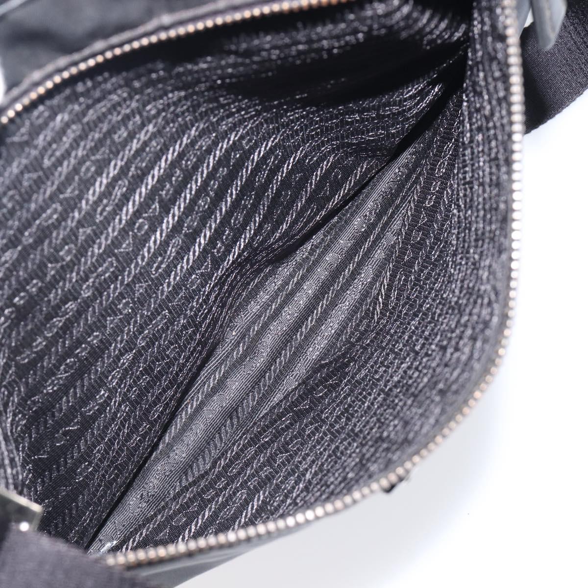 PRADA Shoulder Bag Nylon Black Silver Auth 205158