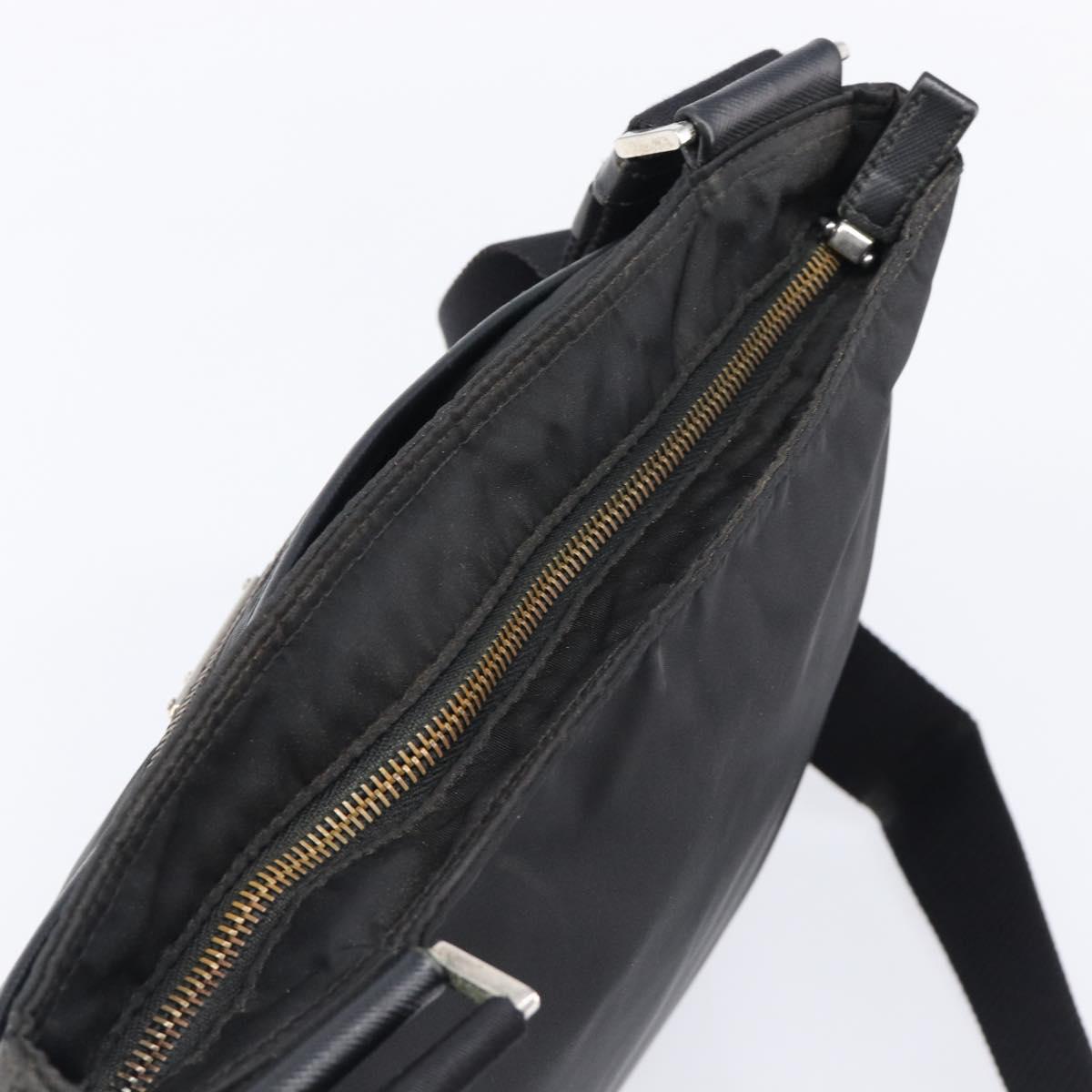PRADA Shoulder Bag Nylon Black Silver Auth 205158