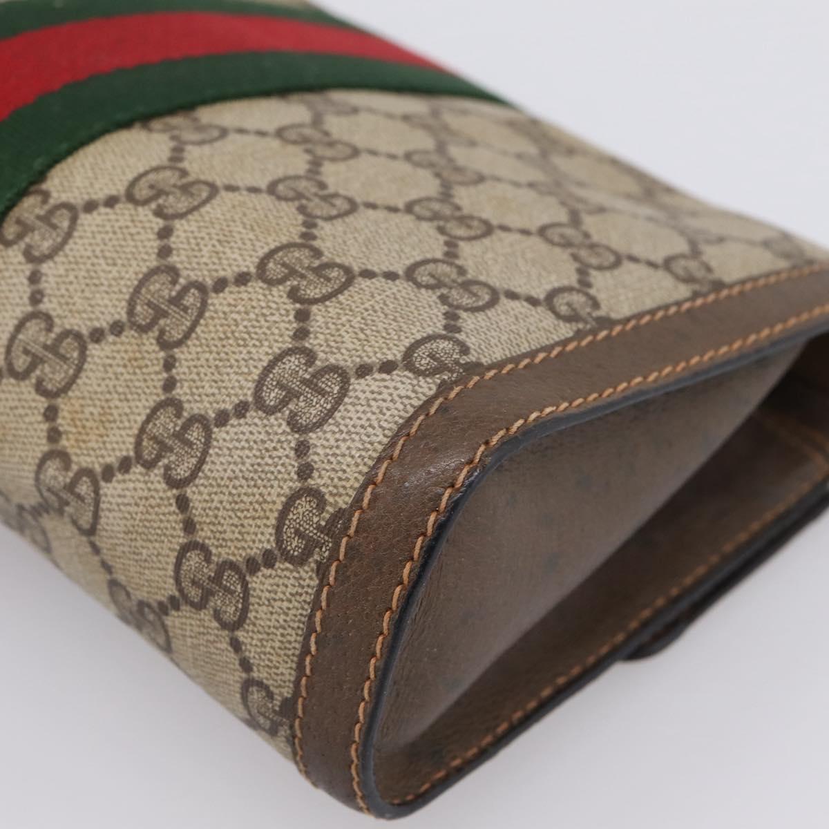 GUCCI GG Supreme Web Sherry Line Clutch Bag PVC Beige Gold 89 01 006 Auth 205159