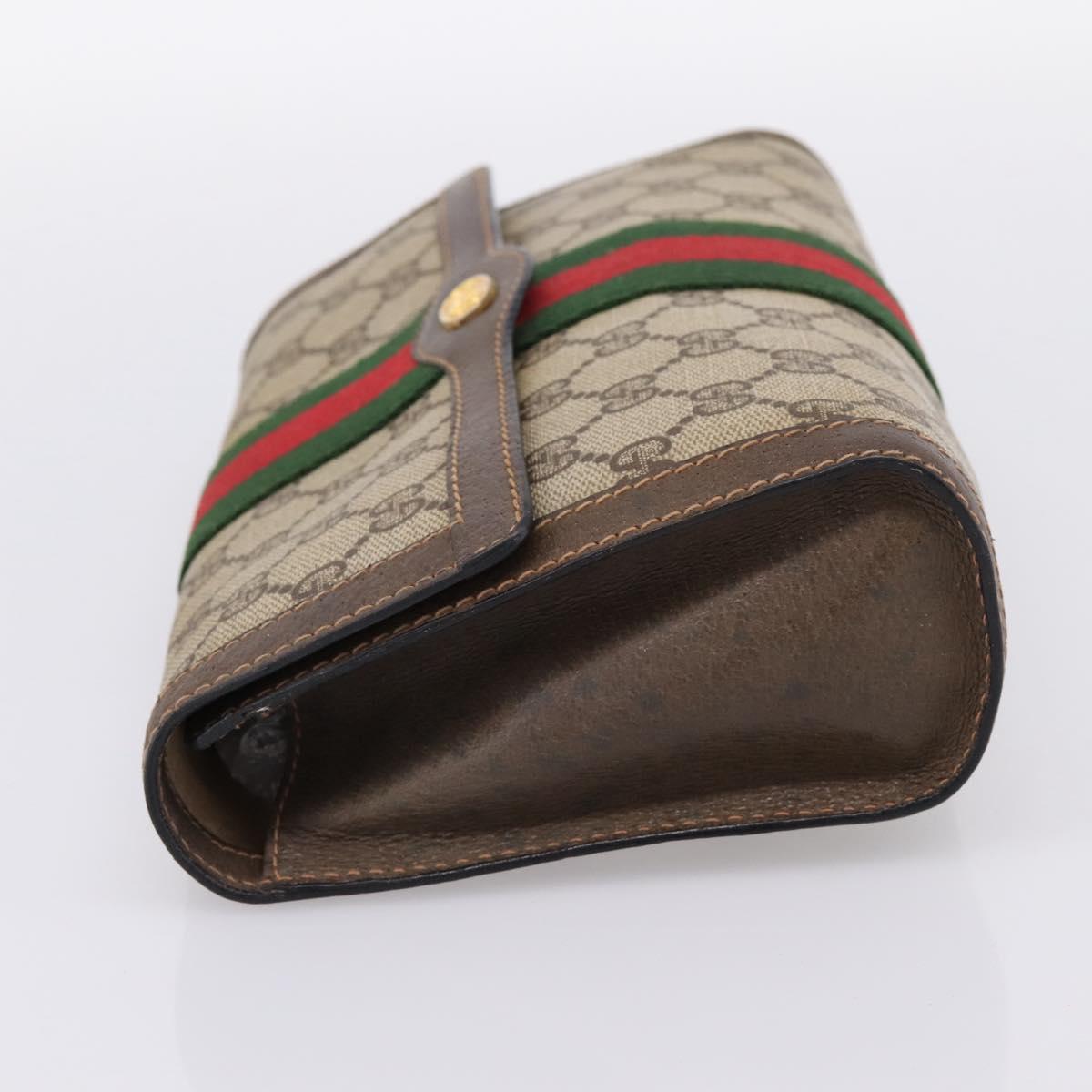 GUCCI GG Supreme Web Sherry Line Clutch Bag PVC Beige Gold 89 01 006 Auth 205159