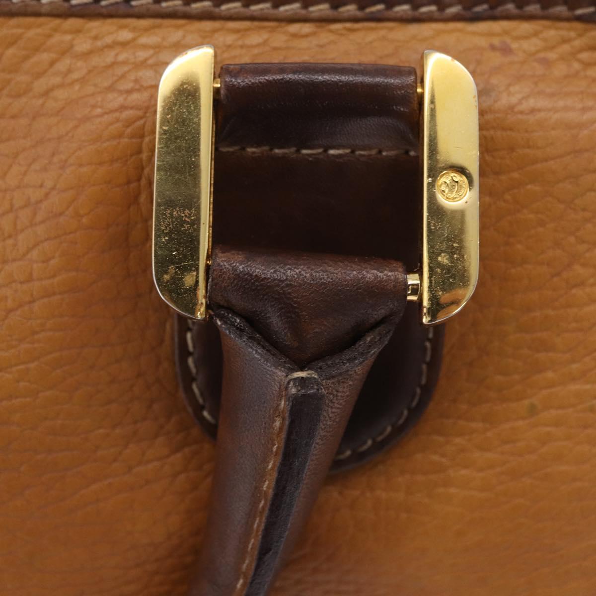 LOEWE Amazona 32 Hand Bag Leather Beige Gold Auth 205160