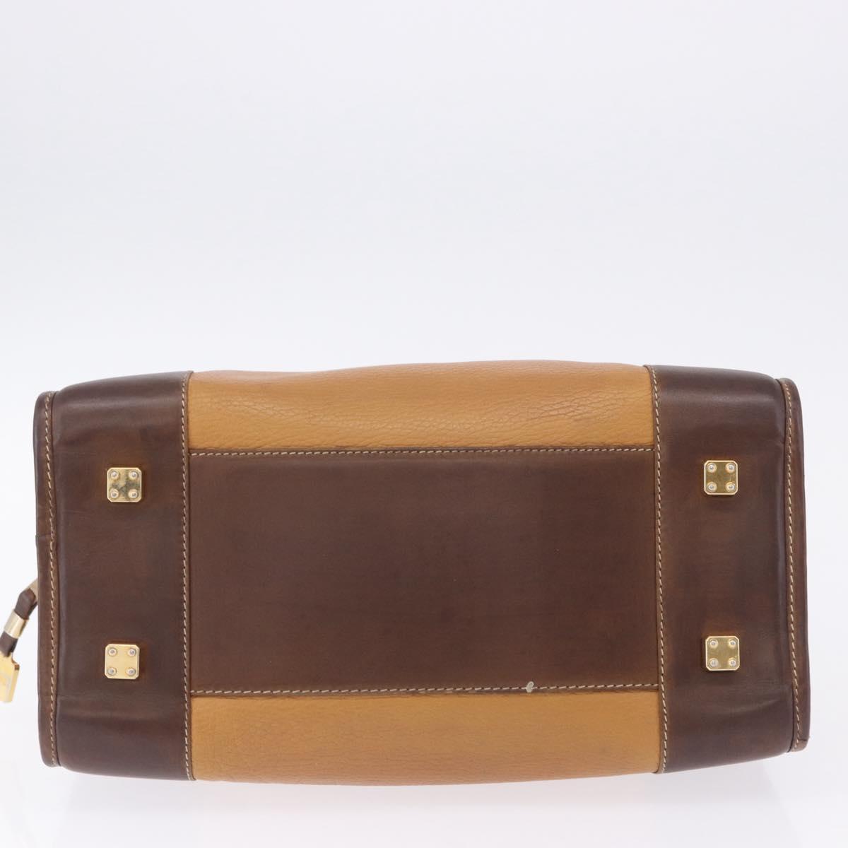 LOEWE Amazona 32 Hand Bag Leather Beige Gold Auth 205160