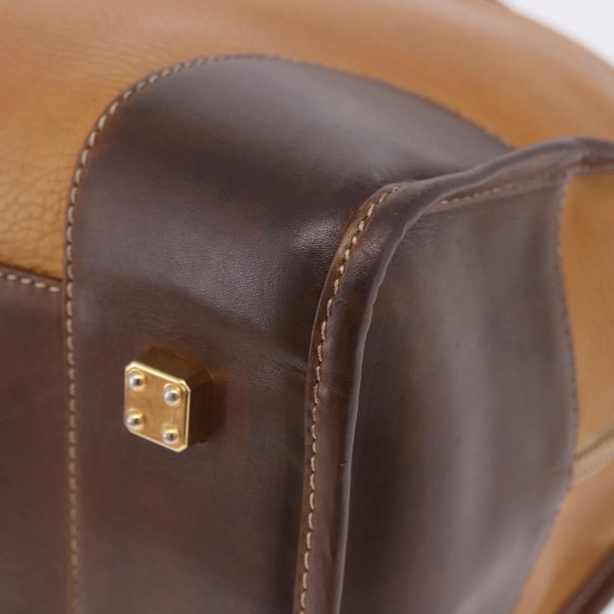 LOEWE Amazona 32 Hand Bag Leather Beige Gold Auth 205160