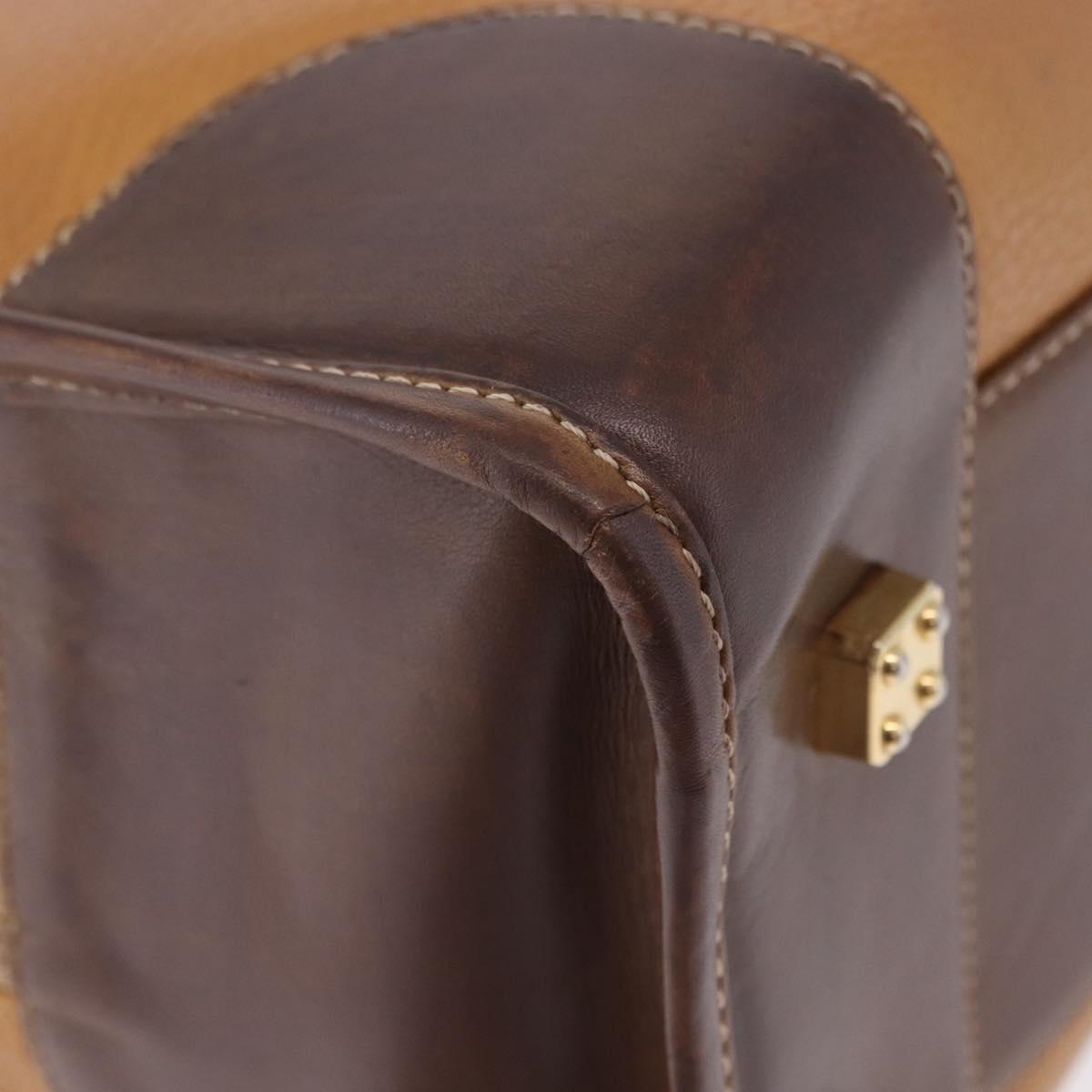 LOEWE Amazona 32 Hand Bag Leather Beige Gold Auth 205160