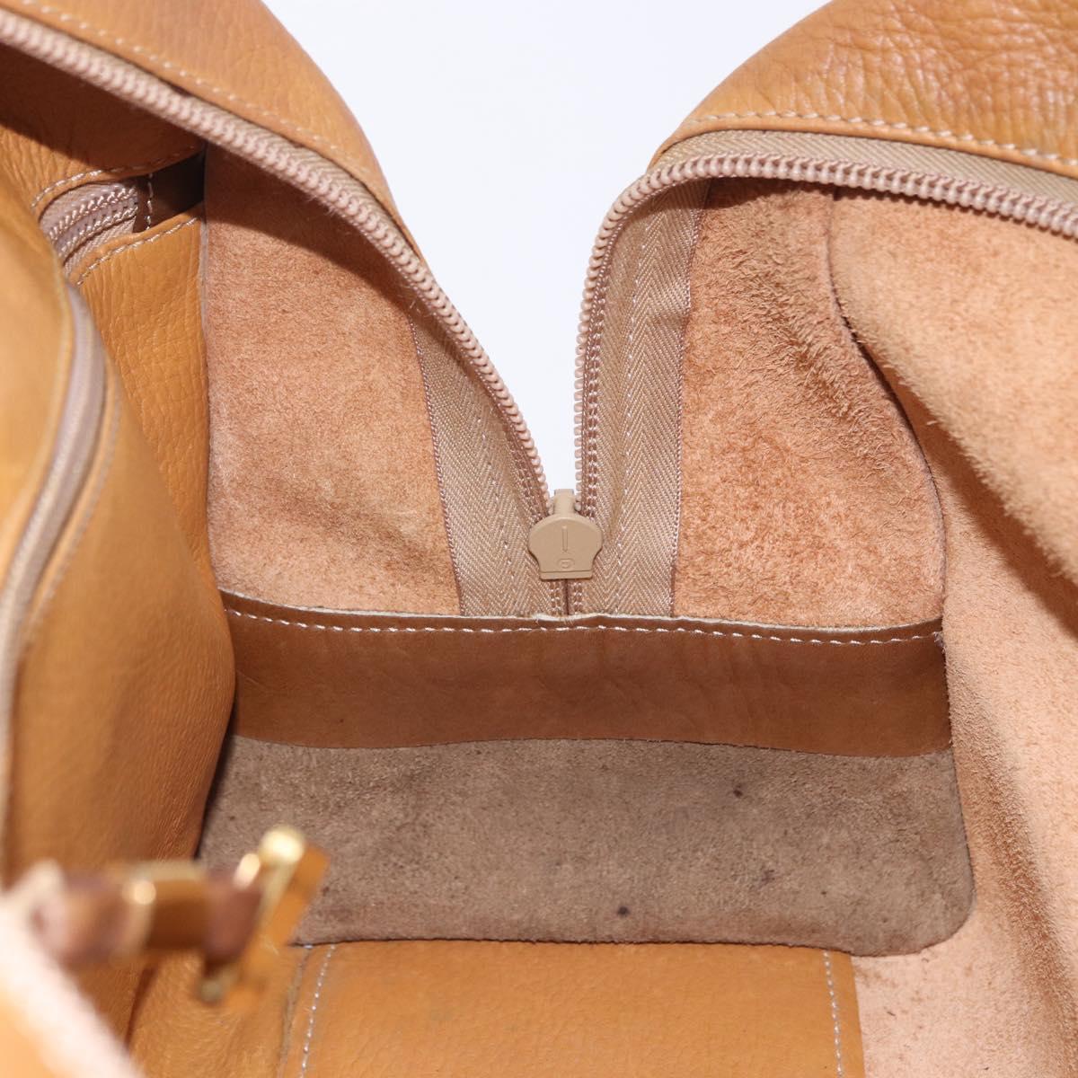 LOEWE Amazona 32 Hand Bag Leather Beige Gold Auth 205160