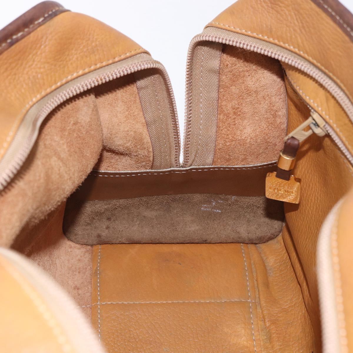 LOEWE Amazona 32 Hand Bag Leather Beige Gold Auth 205160