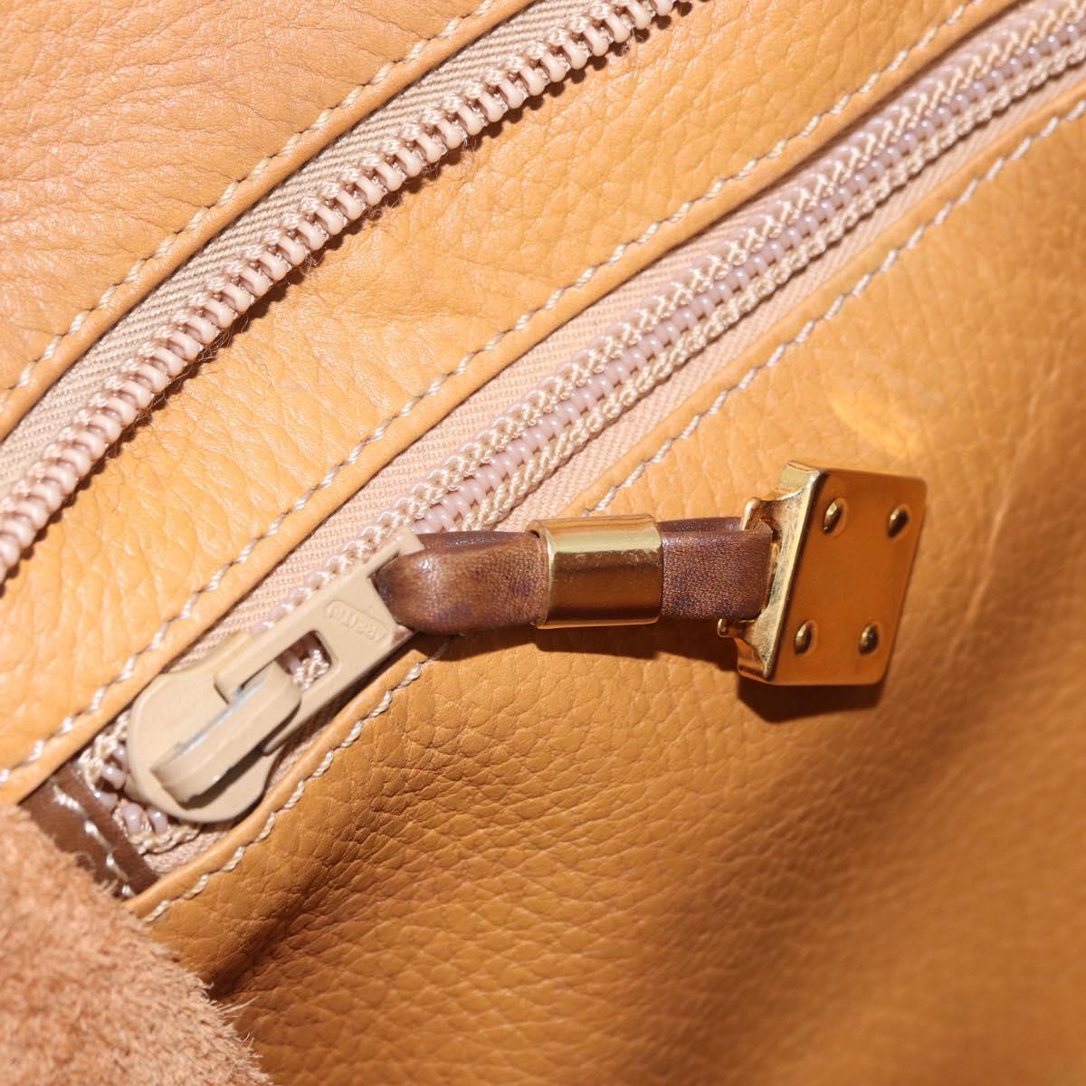LOEWE Amazona 32 Hand Bag Leather Beige Gold Auth 205160