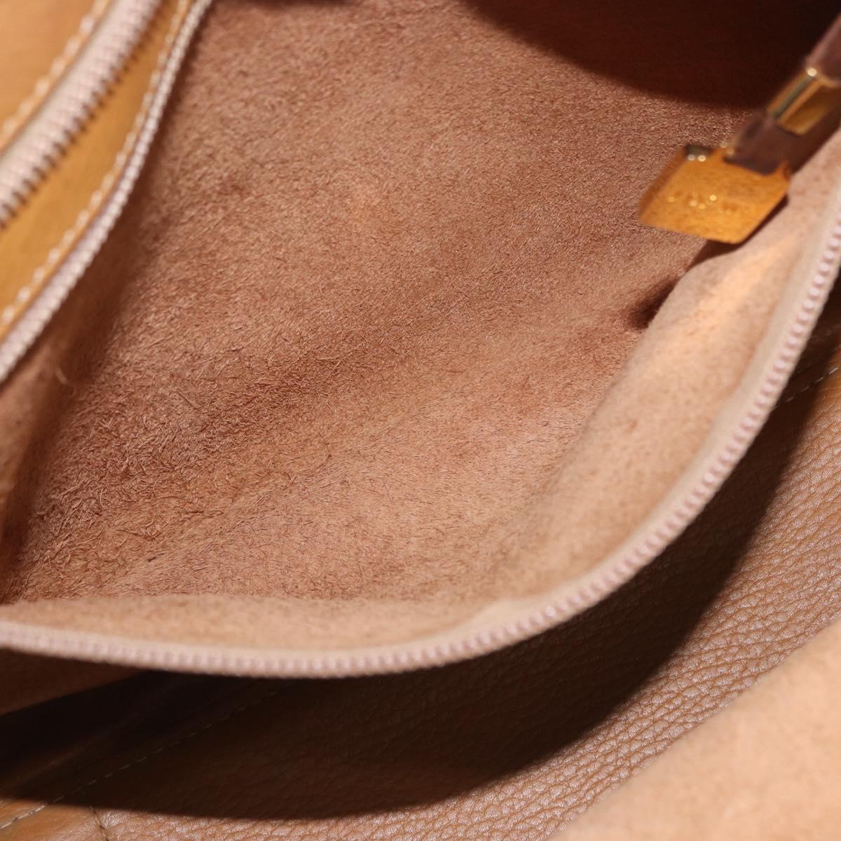 LOEWE Amazona 32 Hand Bag Leather Beige Gold Auth 205160