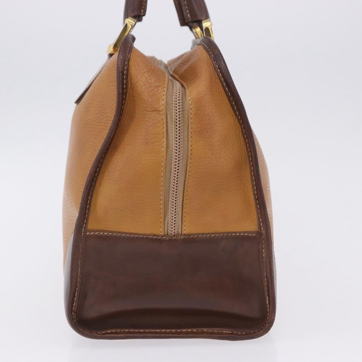 LOEWE Amazona 32 Hand Bag Leather Beige Gold Auth 205160