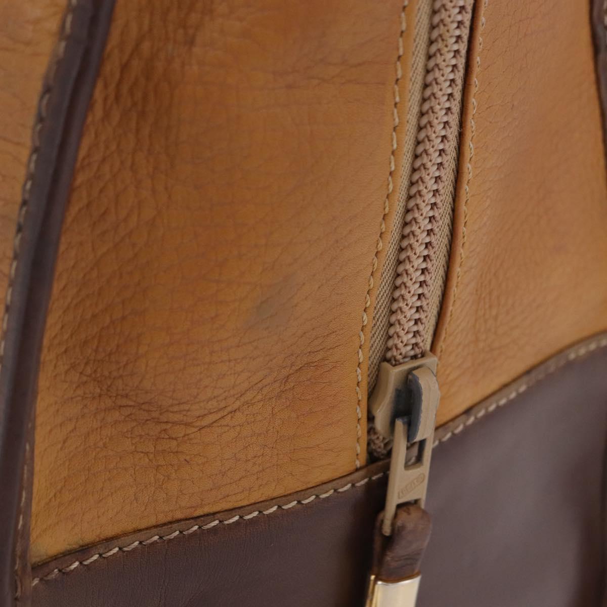 LOEWE Amazona 32 Hand Bag Leather Beige Gold Auth 205160
